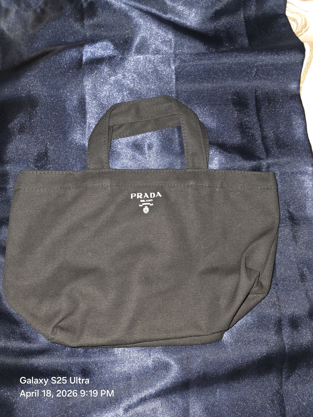 Prada Black Canvas Mini Tote.  NWOT